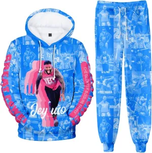 Jey Uso 3D Fall Suit Hoodies Sportswear Hooded Ankle Banded Pant Two Piece Set