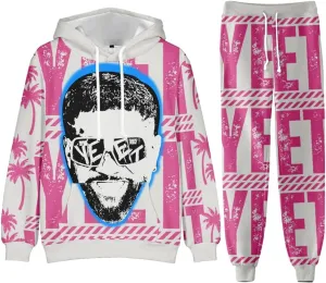 Jey Uso YEET 3D Fall Suit Hoodies Sportswear Hooded Ankle Banded Pant Two Piece Set