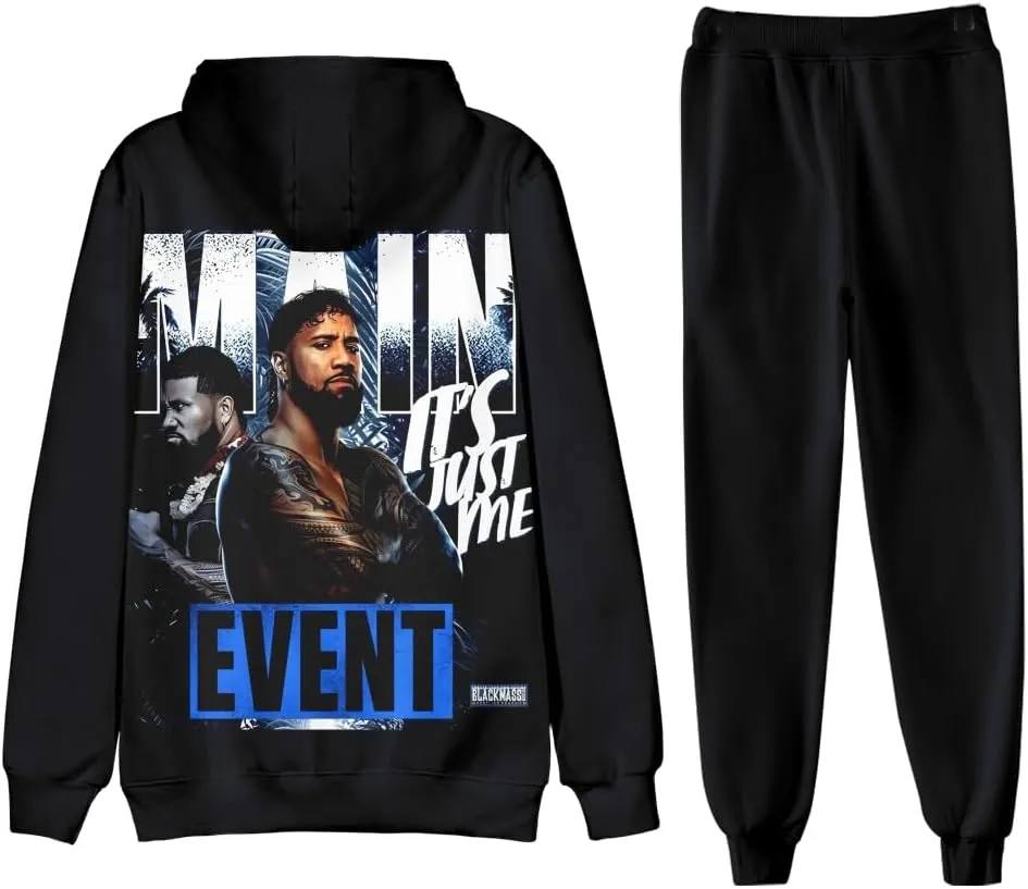 Jey Uso YEET 3D Fall Suit Hoodies Sportswear Hooded Ankle Banded Pant Two Piece Set