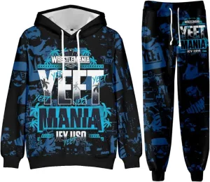 Jey Uso YEET 3D Fall Suit Hoodies Sportswear Hooded Ankle Banded Pant Two Piece Set