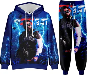 Jey Uso YEET 3D Fall Suit Hoodies Sportswear Hooded Ankle Banded Pant Two Piece Set