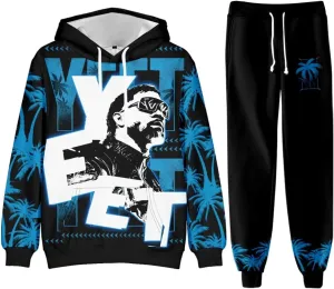 Jey Uso YEET 3D Fall Suit Hoodies Sportswear Hooded Ankle Banded Pant Two Piece Set