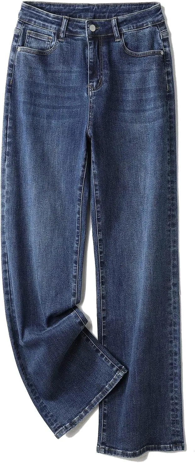 LEIJIJEANS Plus Size Baggy Jeans for Women Wide Leg Women Jeans Full Length Mom High Waist Tall Loose Wide Leg Pants