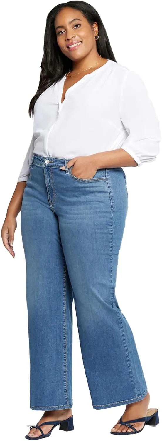 LEIJIJEANS Plus Size Baggy Jeans for Women Wide Leg Women Jeans Full Length Mom High Waist Tall Loose Wide Leg Pants