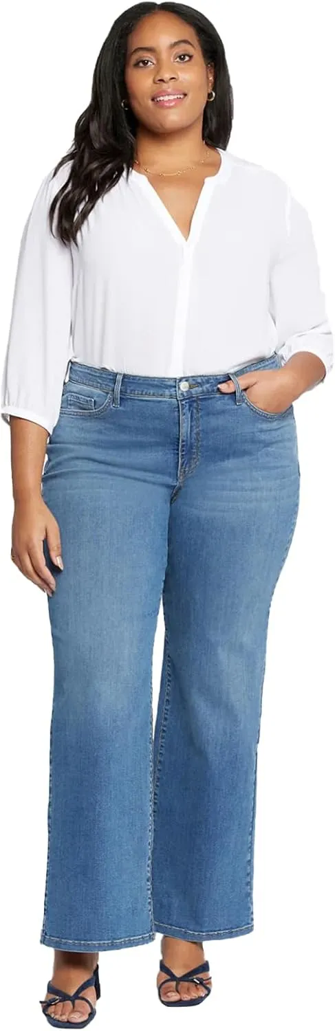 LEIJIJEANS Plus Size Baggy Jeans for Women Wide Leg Women Jeans Full Length Mom High Waist Tall Loose Wide Leg Pants