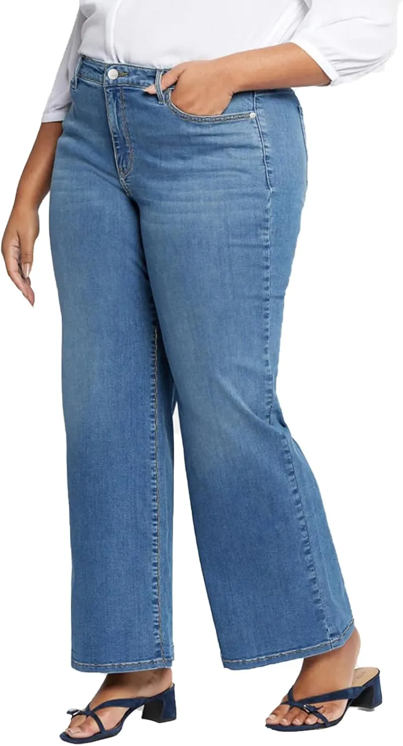 LEIJIJEANS Plus Size Baggy Jeans for Women Wide Leg Women Jeans Full Length Mom High Waist Tall Loose Wide Leg Pants