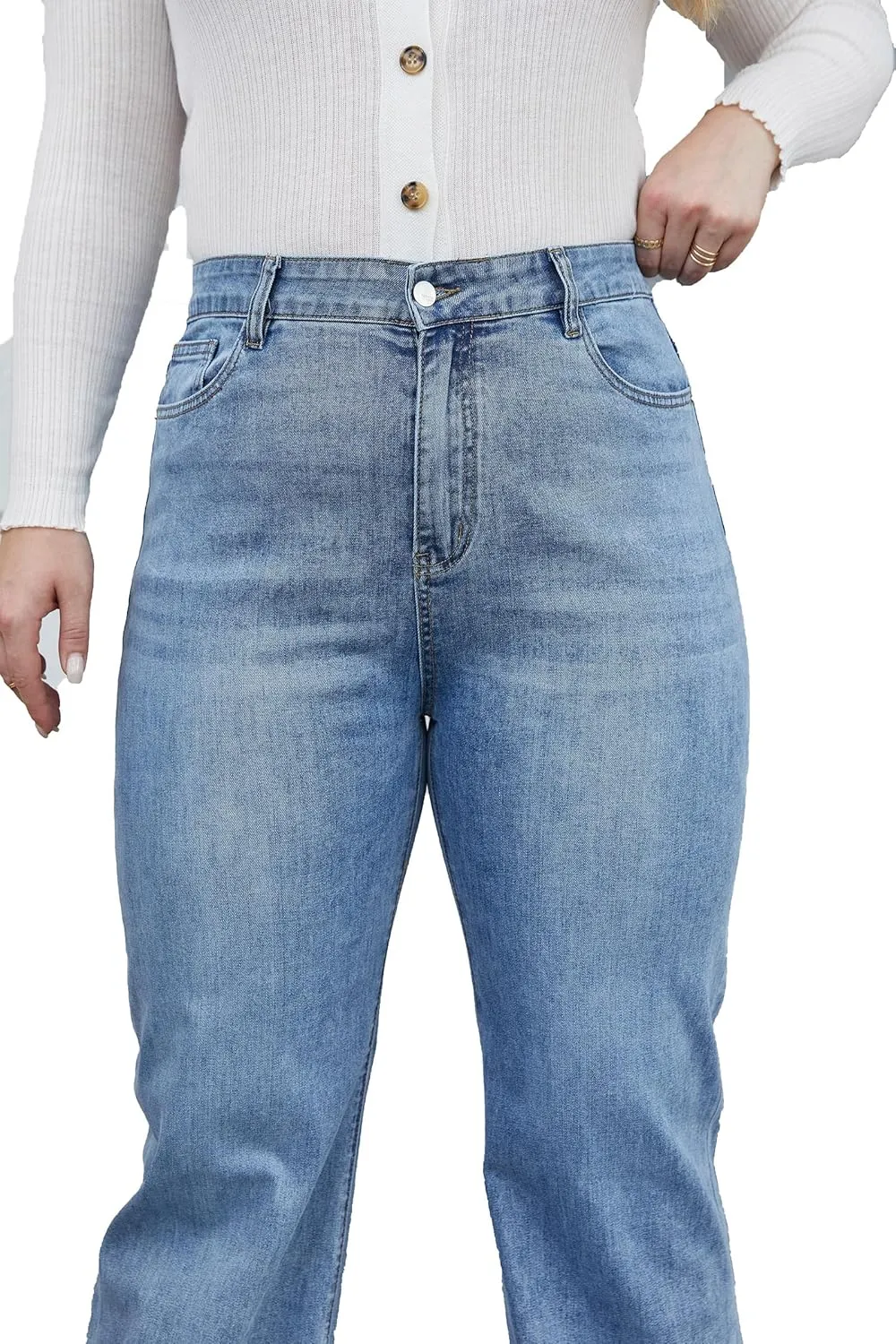 LEIJIJEANS Plus Size Baggy Jeans for Women Wide Leg Women Jeans Full Length Mom High Waist Tall Loose Wide Leg Pants