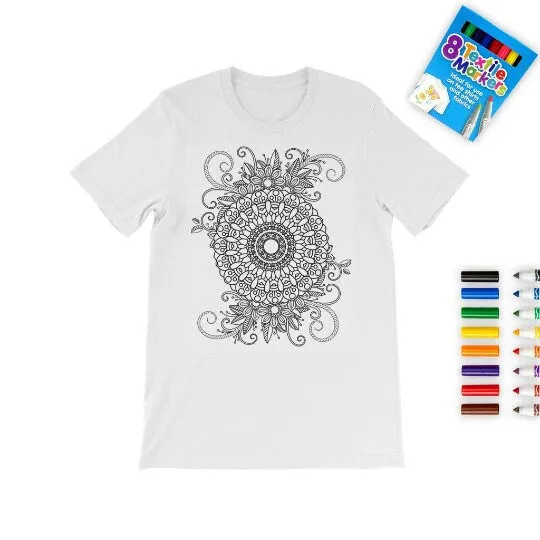 Mandala Coloring T-Shirt, Unisex, Be Kind pattern, Kids,Adults, Stay home/Christmas/Birthday/Anniversary Gift