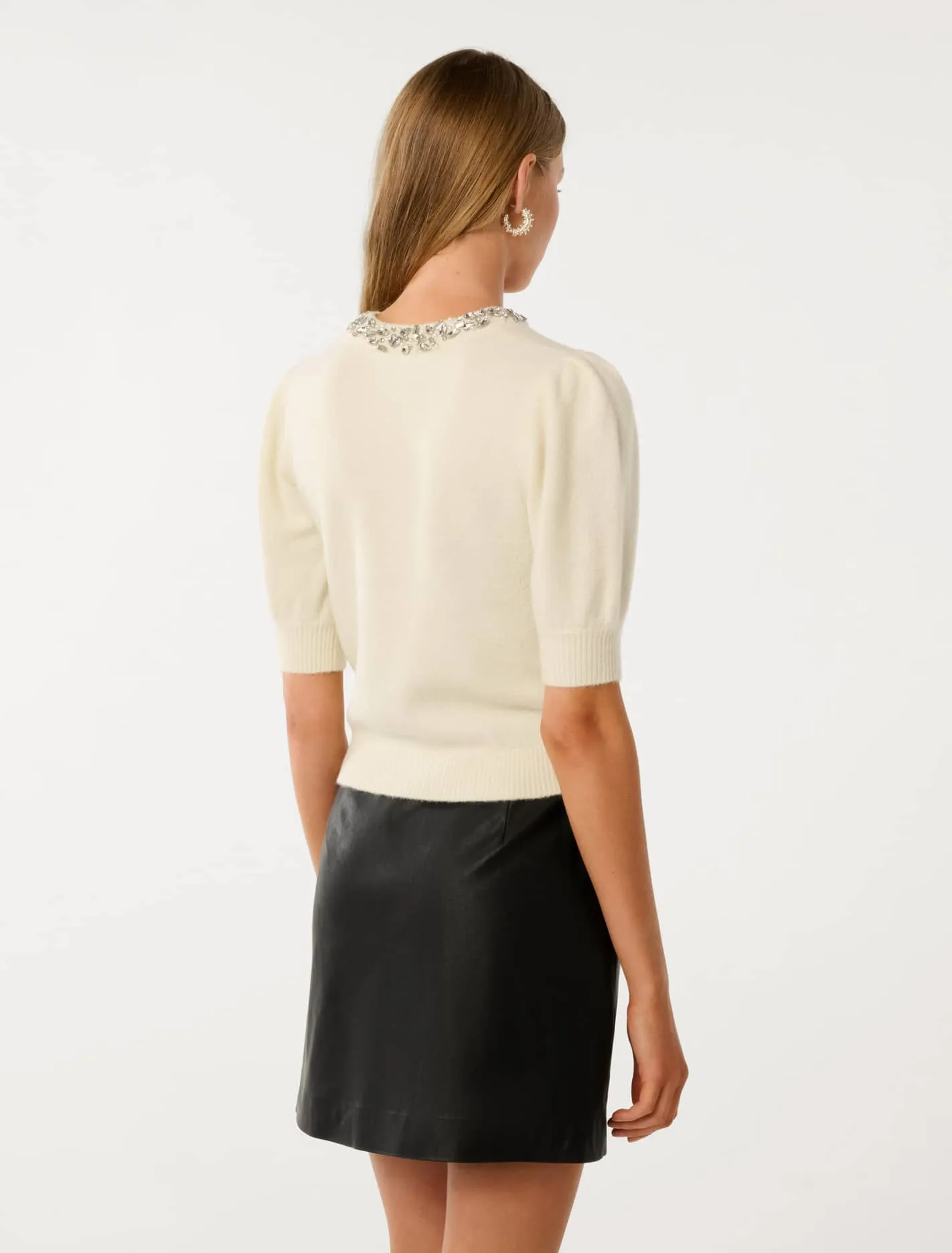 Maria Embellished Collar Knit T-Shirt