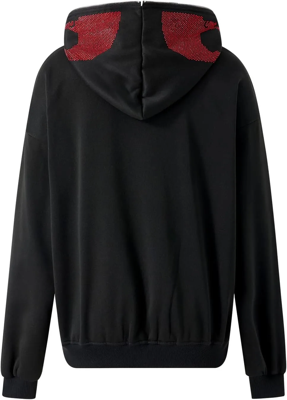 Men Rhinestone Y2k Full Zip Up Hoodies Women Oversized Skull Skeleton Sweatshirt Zip Over Face Gothic Jacket