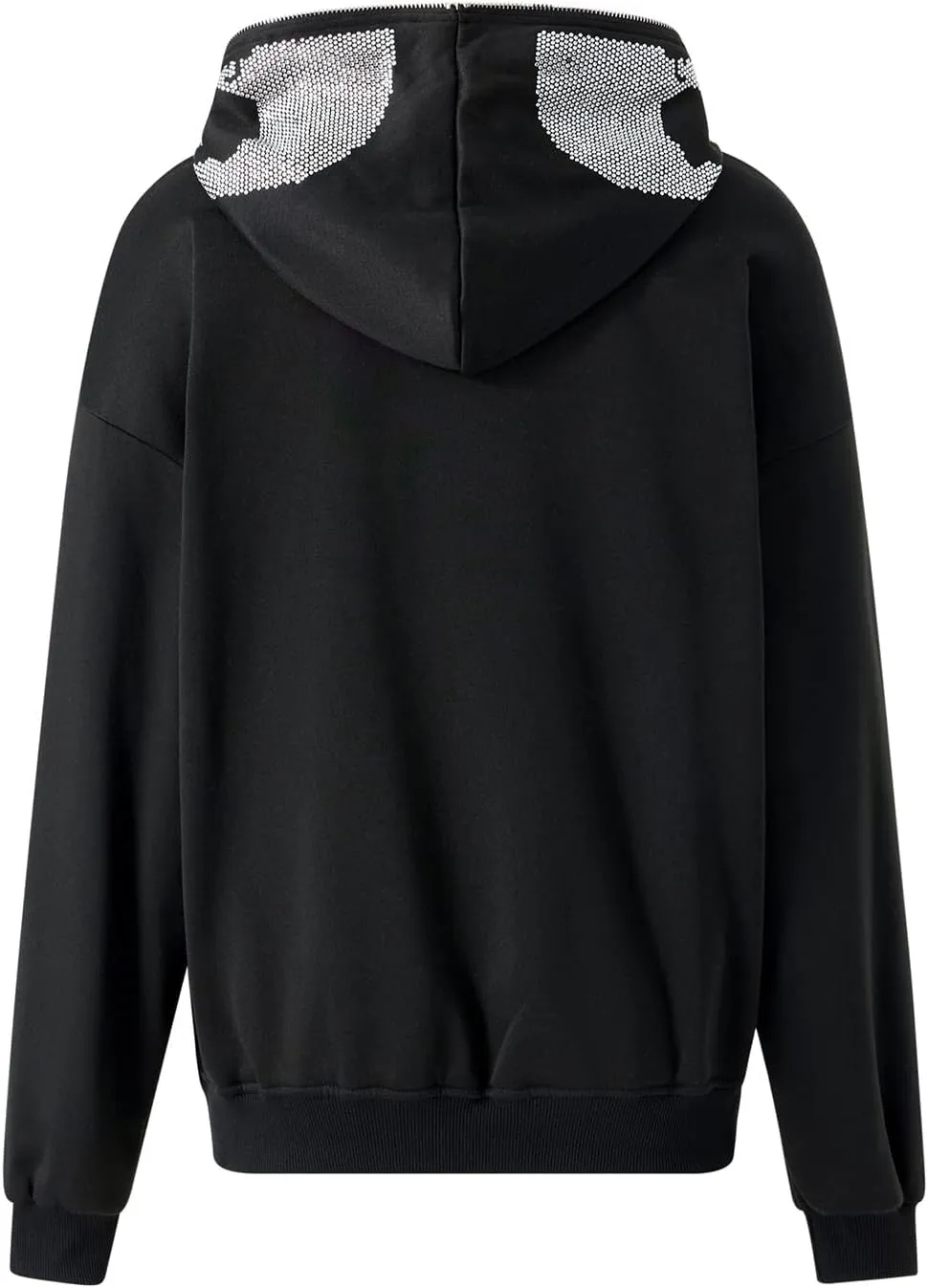 Men Rhinestone Y2k Full Zip Up Hoodies Women Oversized Skull Skeleton Sweatshirt Zip Over Face Gothic Jacket