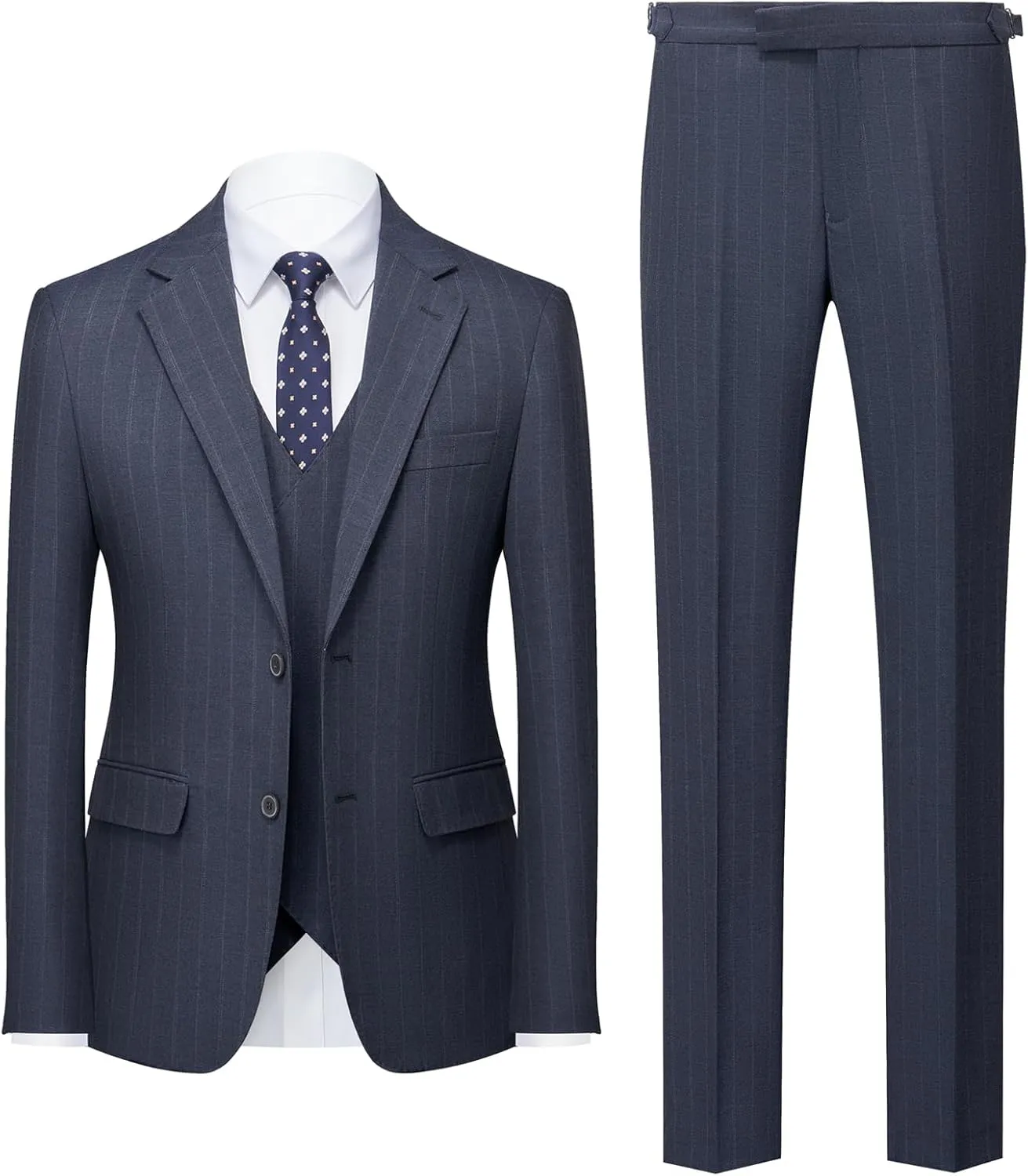 Men's Classic Stripe Suit 3 Piece Elegant Business Suit Two Button Wedding Prom Tuxedo Jacket Vest & Pants 2025