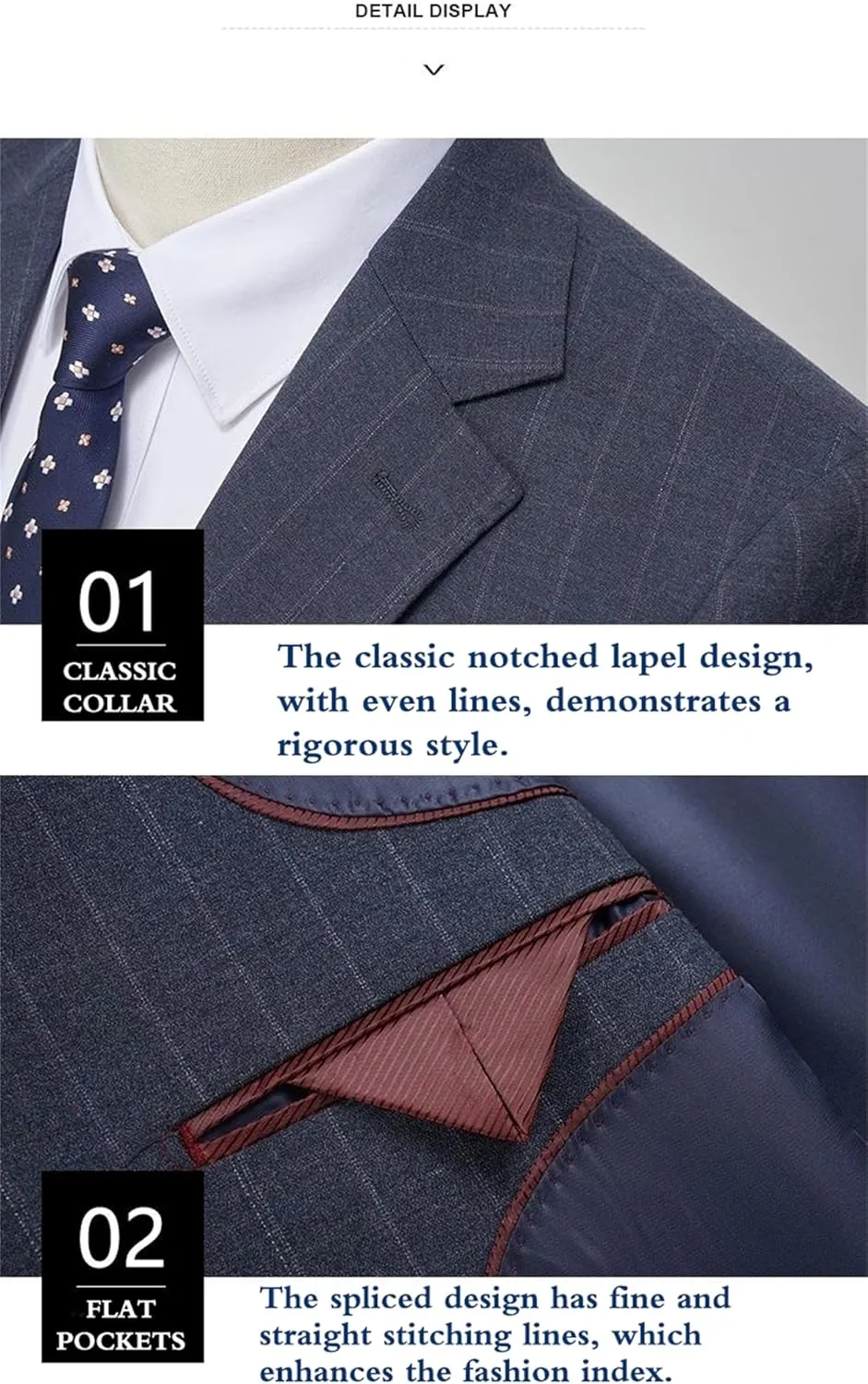 Men's Classic Stripe Suit 3 Piece Elegant Business Suit Two Button Wedding Prom Tuxedo Jacket Vest & Pants 2025