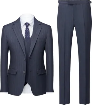 Men's Classic Stripe Suit 3 Piece Elegant Business Suit Two Button Wedding Prom Tuxedo Jacket Vest & Pants 2025