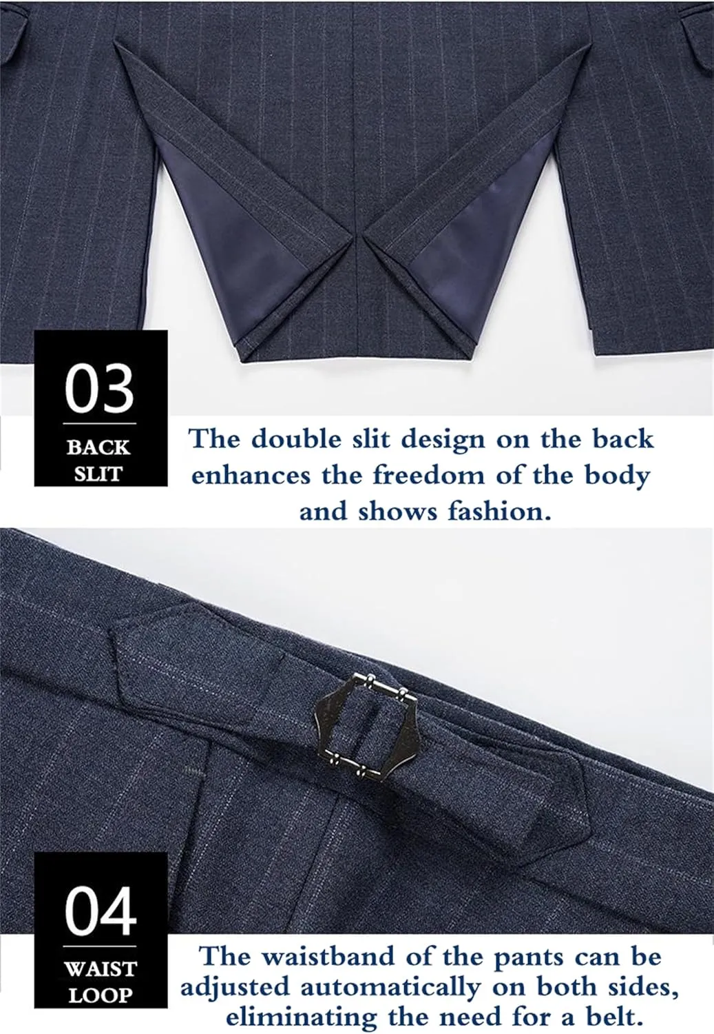 Men's Classic Stripe Suit 3 Piece Elegant Business Suit Two Button Wedding Prom Tuxedo Jacket Vest & Pants 2025