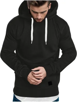 Men's Fashion Hoodies & Sweatshirts 2024 Fashion Pocket Solid Drawstring Basic Pullover Casual Outdoor Baggy Outfits