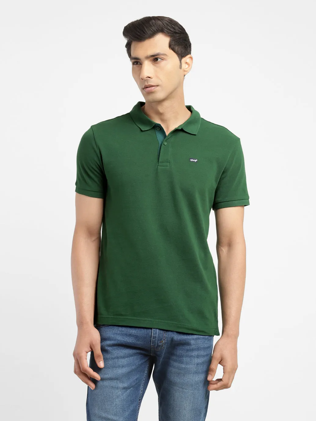 Men's Green Polo Collar T-Shirt