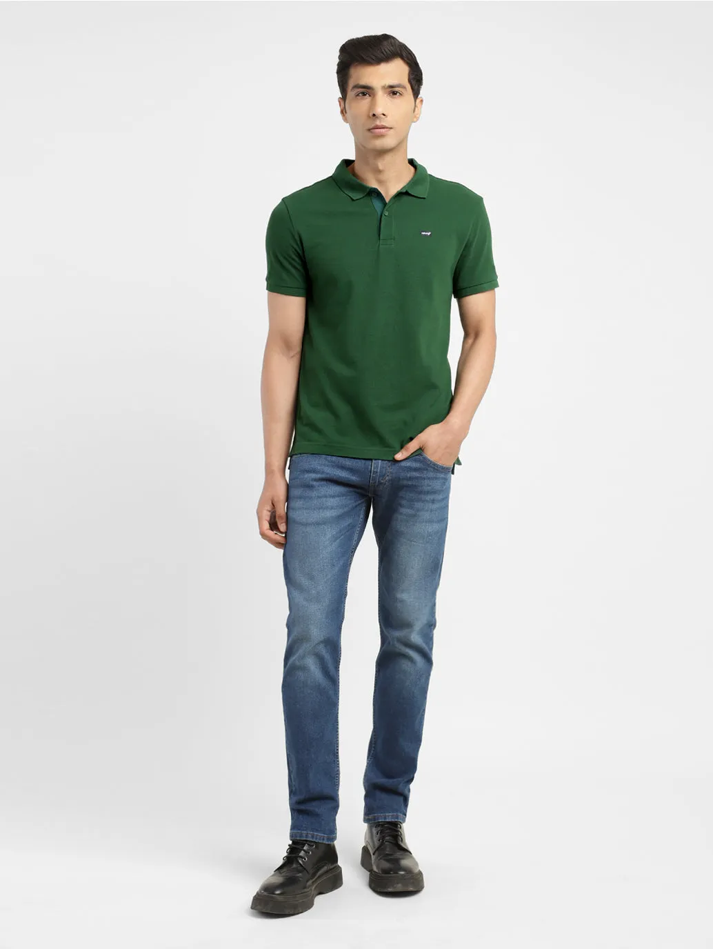Men's Green Polo Collar T-Shirt