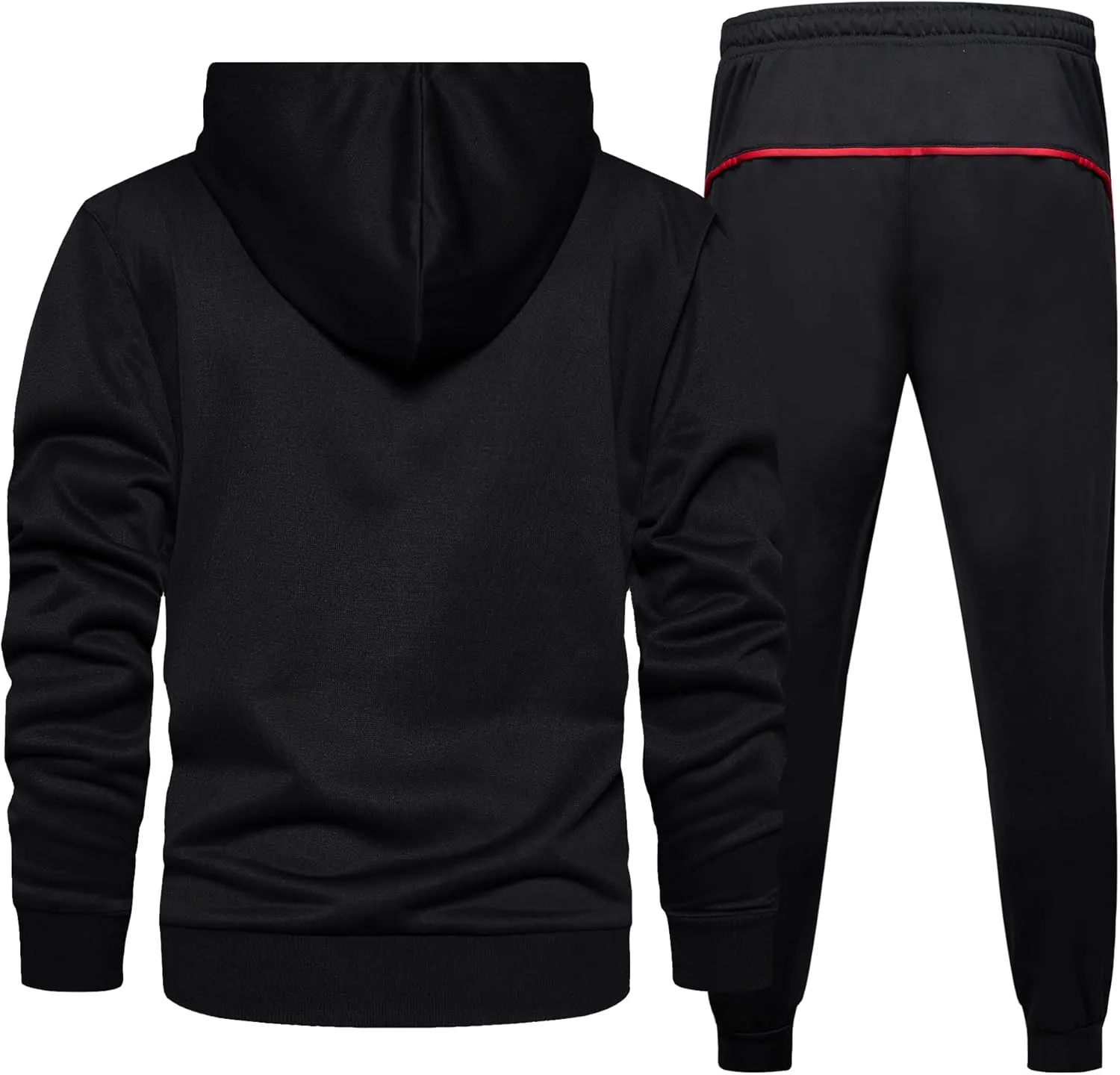 Men's Hooded Athletic Tracksuit Sweatsuit Long Sleeve Full-Zip Jogging Sweatpants 2 Piece Patchwork Sportsuits