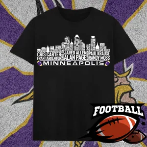 Minneapolis Football Team All Time Legends Name Tee Hoodie Sweatshirt Minneapolis City Skyline Tee Football Fans Gift