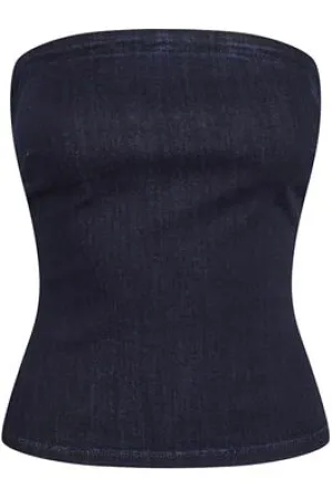 My Essential Wardrobe AyoMW 158 Denim Top Dark Blue Un-Was