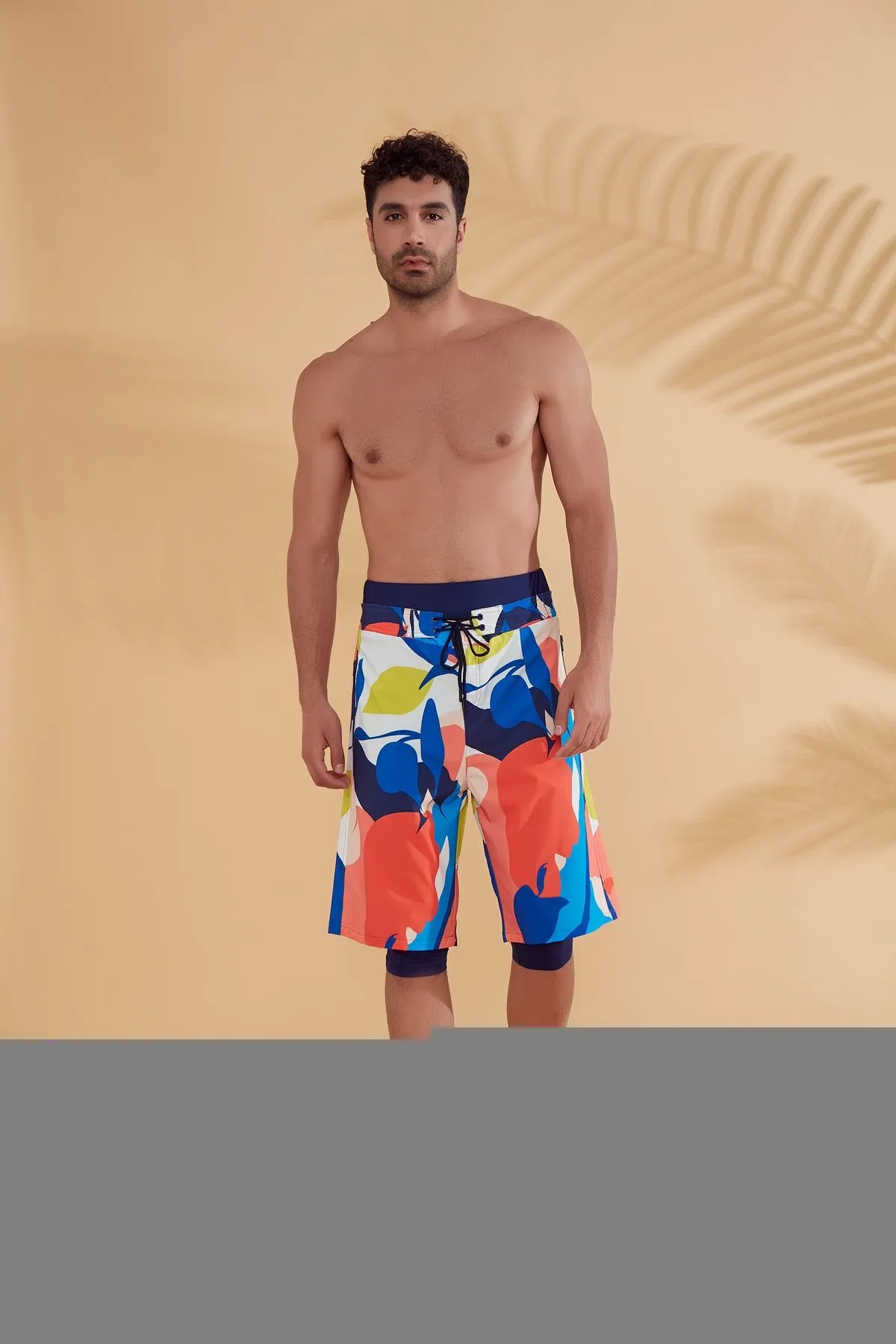 Navy Patterned Men's Shorts S2350