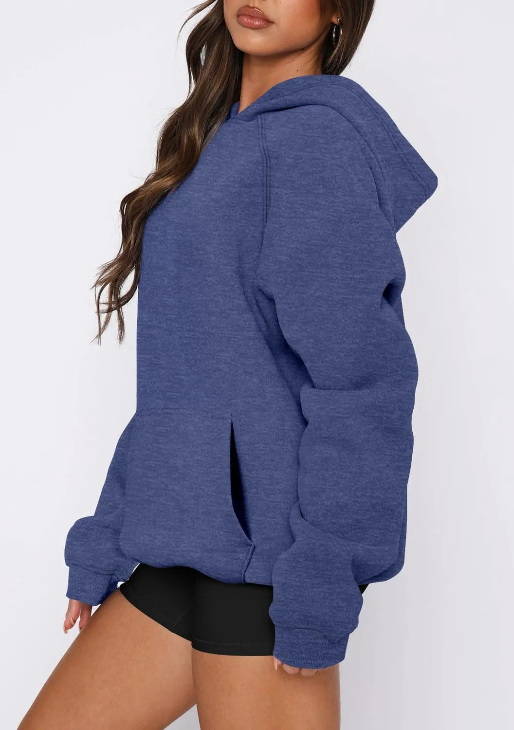 onlypuff Women Pullover Sweatshirt Long Sleeve Hoodies Kangaroo Pocket Fleece Basic Sweater