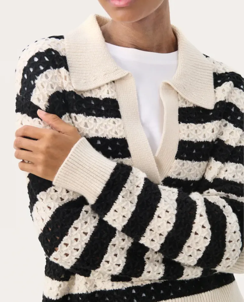 Part Two Naiya Black Collar Knit