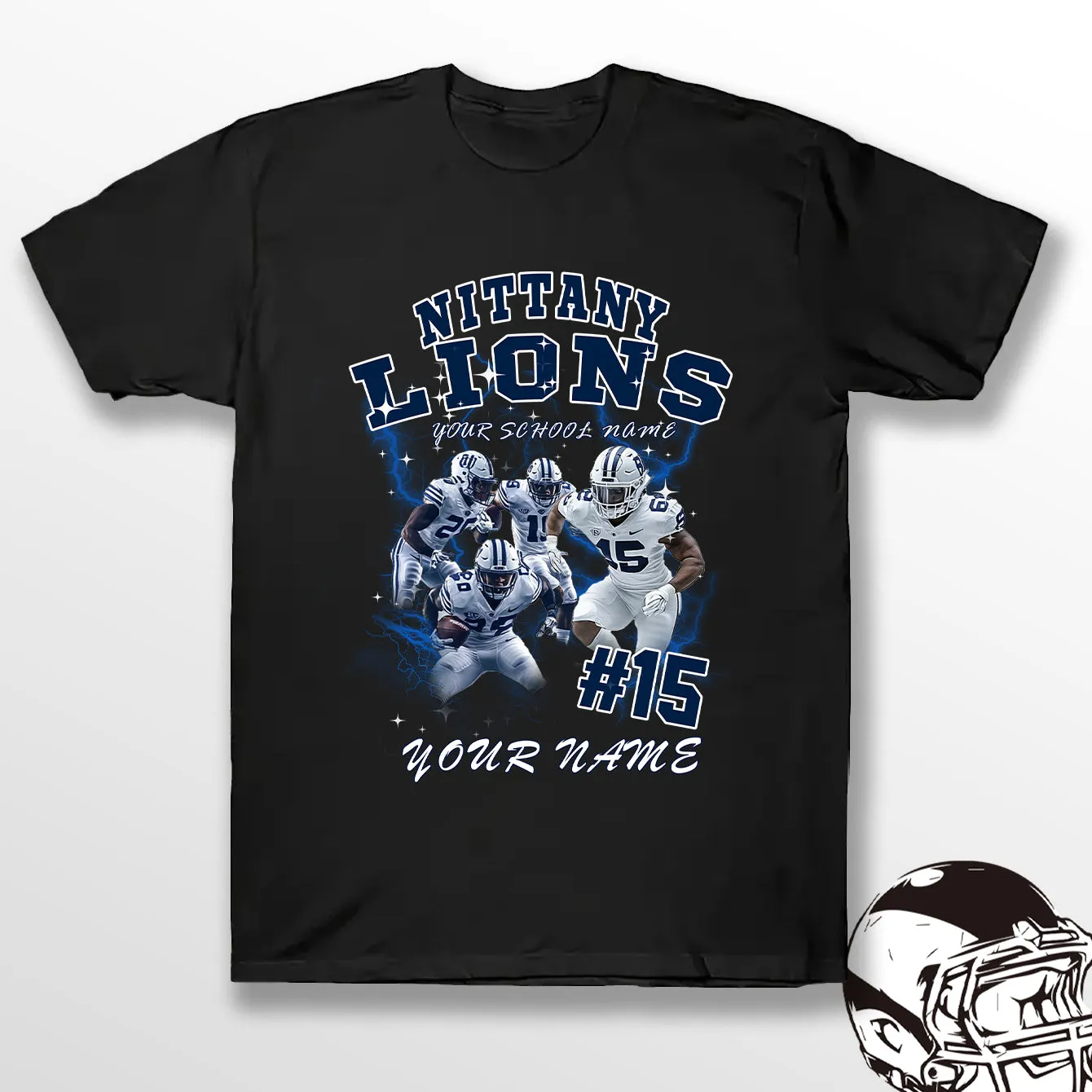 Personalized Football T-Shirt Hoodie Sweatshirt, Penn State Nittany Lions Football, Custom Player Name Number, PSU Football Fans Gift