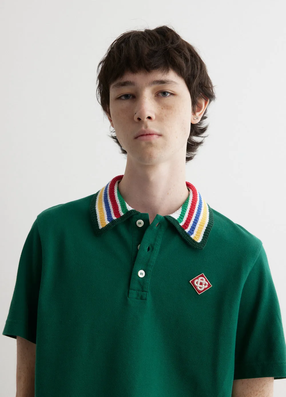 Primary Stripe Knit Collar Classic Polo