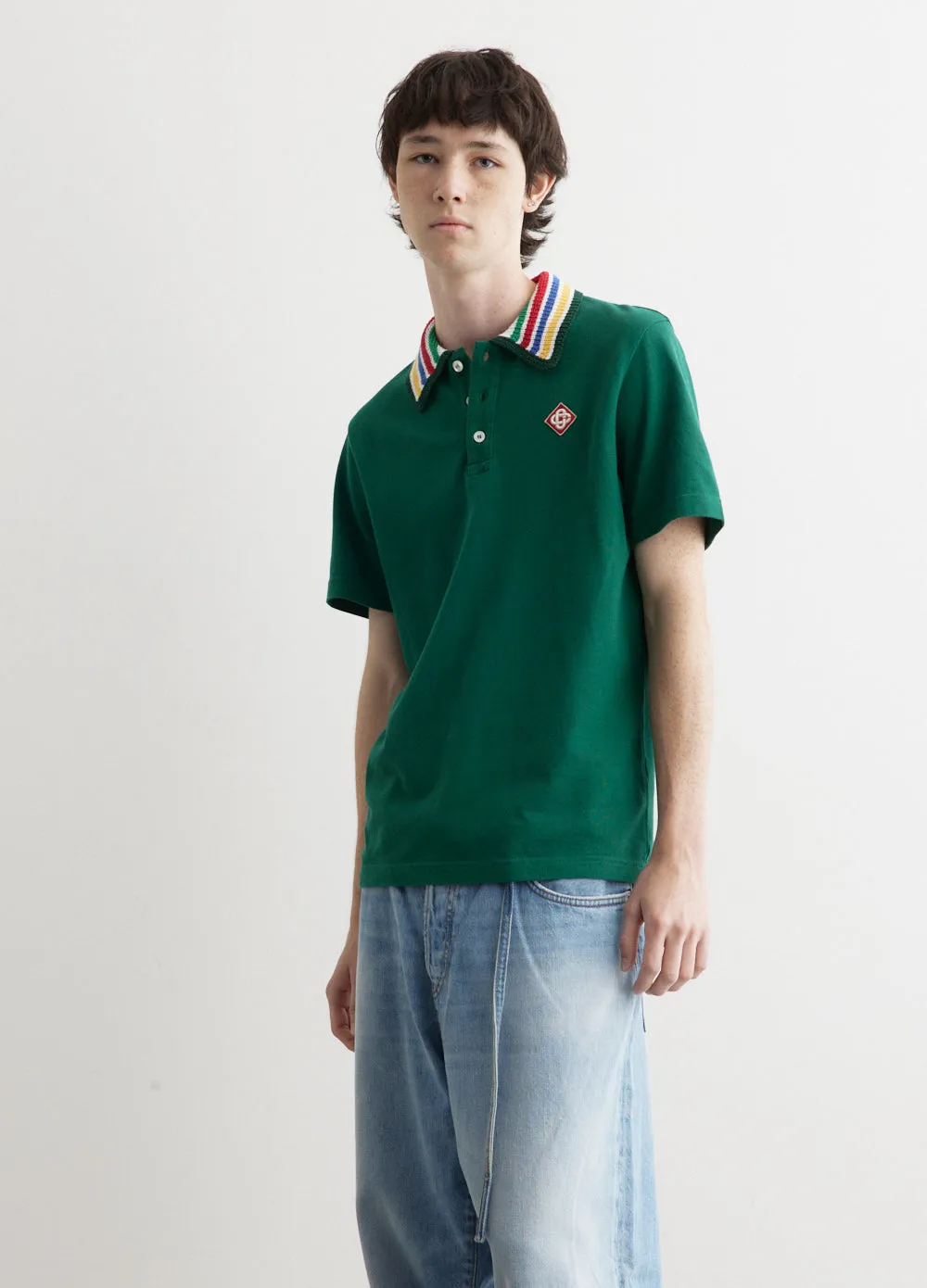 Primary Stripe Knit Collar Classic Polo