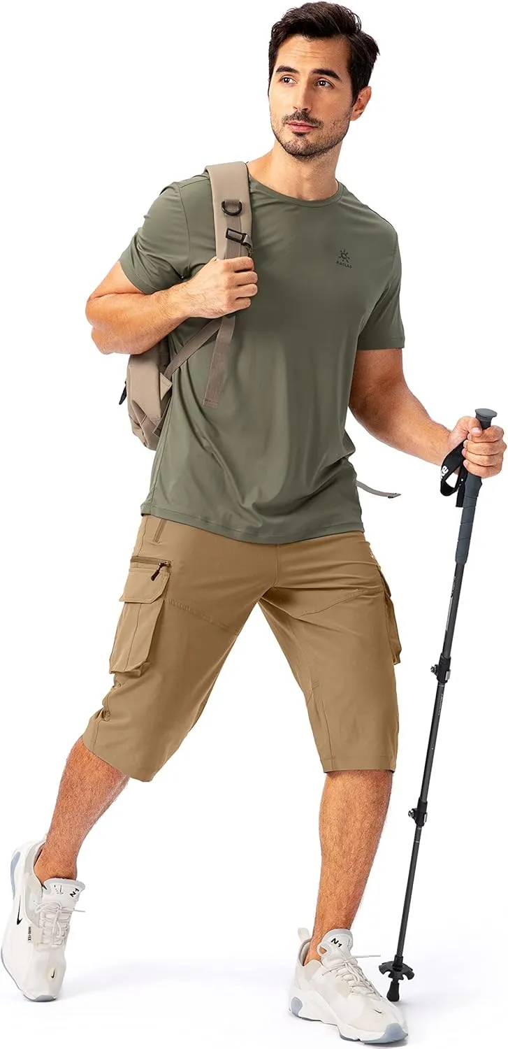 Pudolla Men's Capri Pants Quick Dry 3/4 Long Shorts with 6 Pockets for Fishing Golf Athletic Hiking