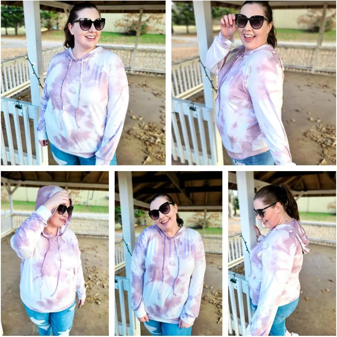 RITERA Women's Plus Size Hoodies Tie Dye Hoodie Long Sleeve Sweatshirts Drawstring Pullover Casual Sweater top L-5XL