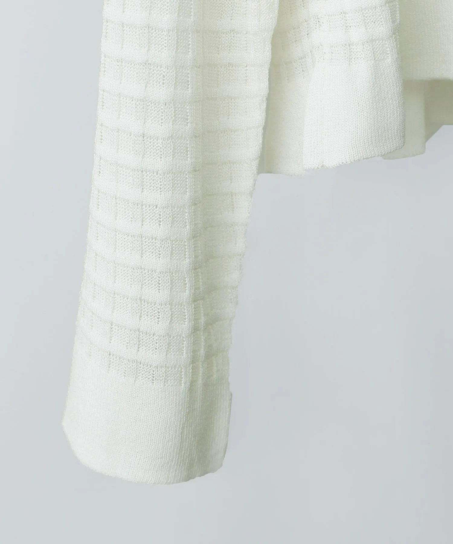 Sailor collar sheer check knit