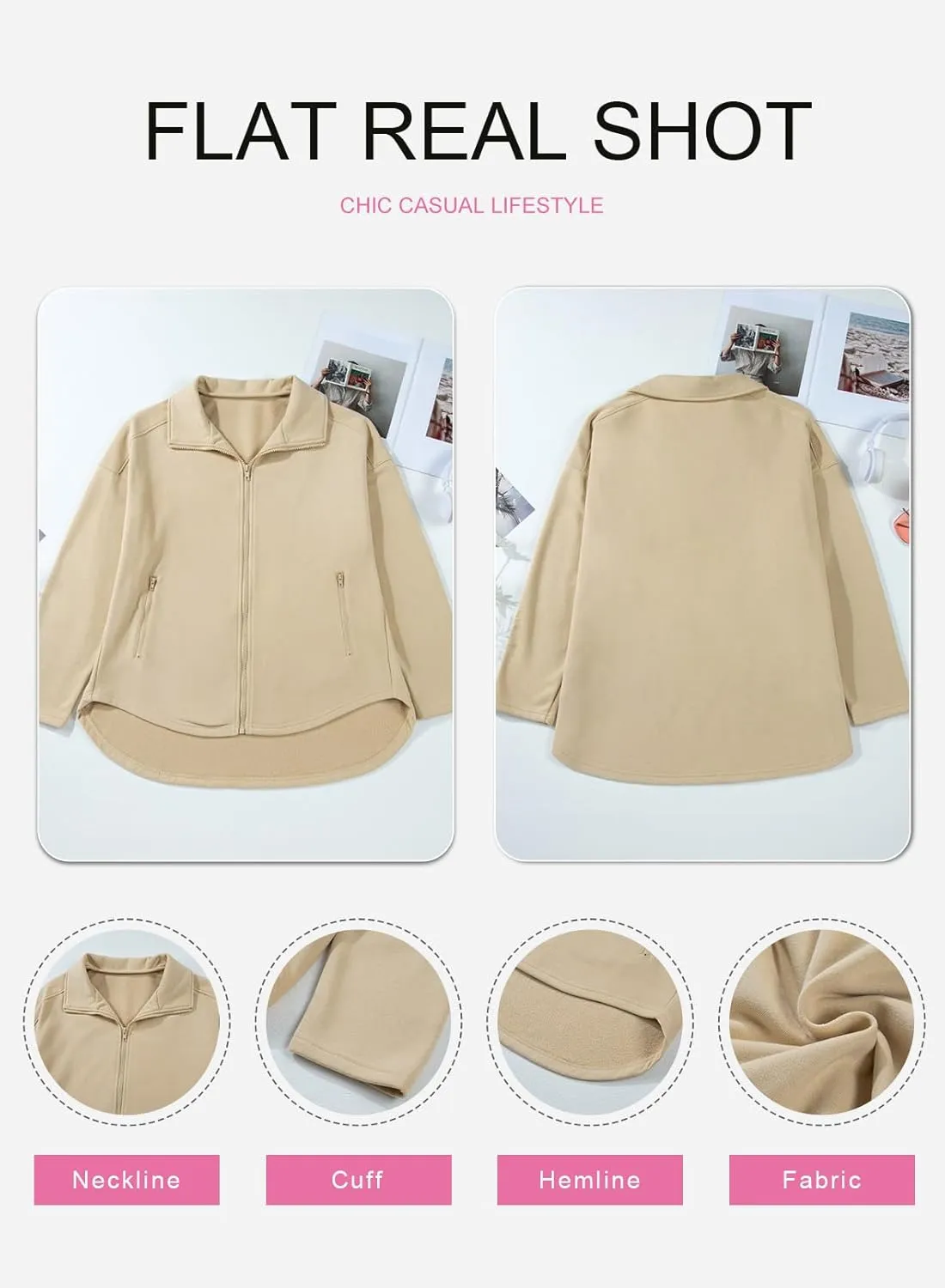 SHEWIN Womens Zip Up Sweatshirt Long Sleeve Oversized Sweatshirts With Pockets Fall Outfit Clothes 2024