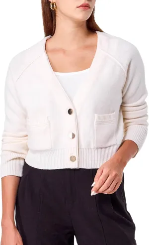 Simple&Opulence Women's Cashmere Cardigan Sweater, Cashmere Long Sleeve V Neck Open Front Cardigan with Pocket