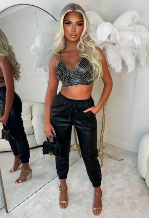 Sparkling Chic Gold Diamante Mesh Vest Top Limited Edition