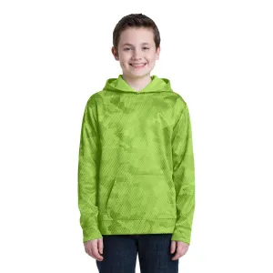 Sport-Tek Youth Lime Shock Sport-Wick CamoHex Fleece Hooded Pullover
