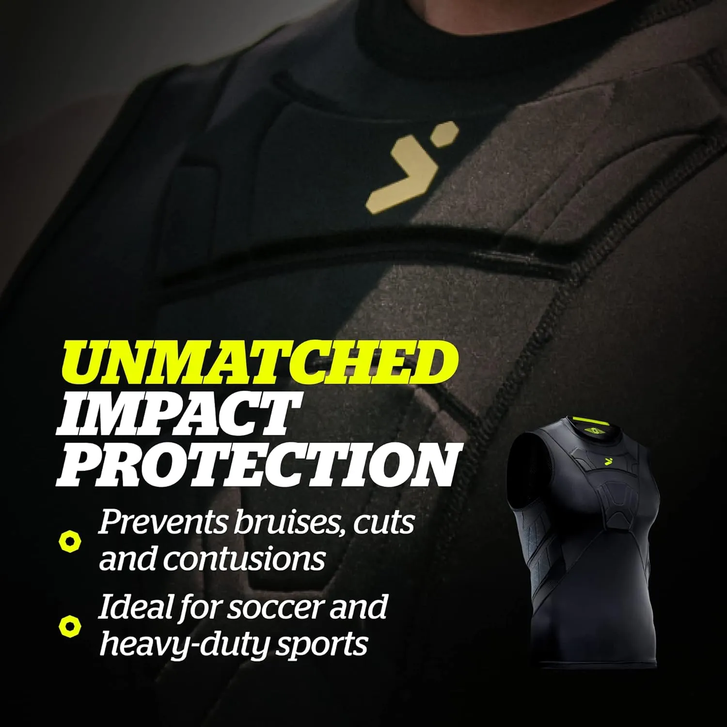 Storelli BodyShield Undershirt, Protective Soccer Base Layer, Lightweight Compression Top with Padded Chest & Rib Protection