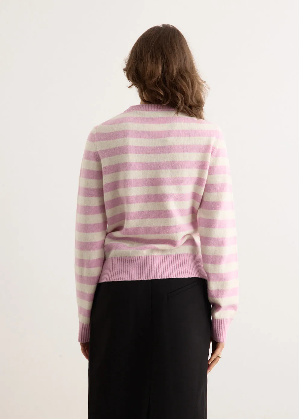 Striped Graphic Wool Mix Bunny Crewneck
