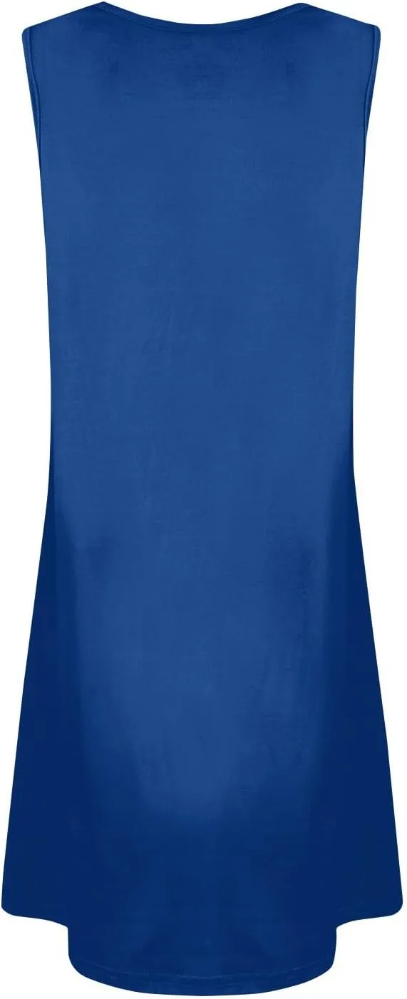 Summer Dress Sleeveless Floral Mini with Pockets Bohemian 2025 New Solid Color Cover Ups Casual Loose Sun Dresses