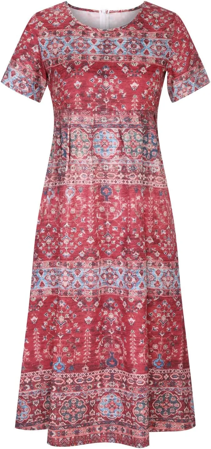 Summer Dresses for Women 2025 Floral Dress Short Sleeve Shirt Dresses Plus Size Maxi Dress Beach Vacation Sundresses