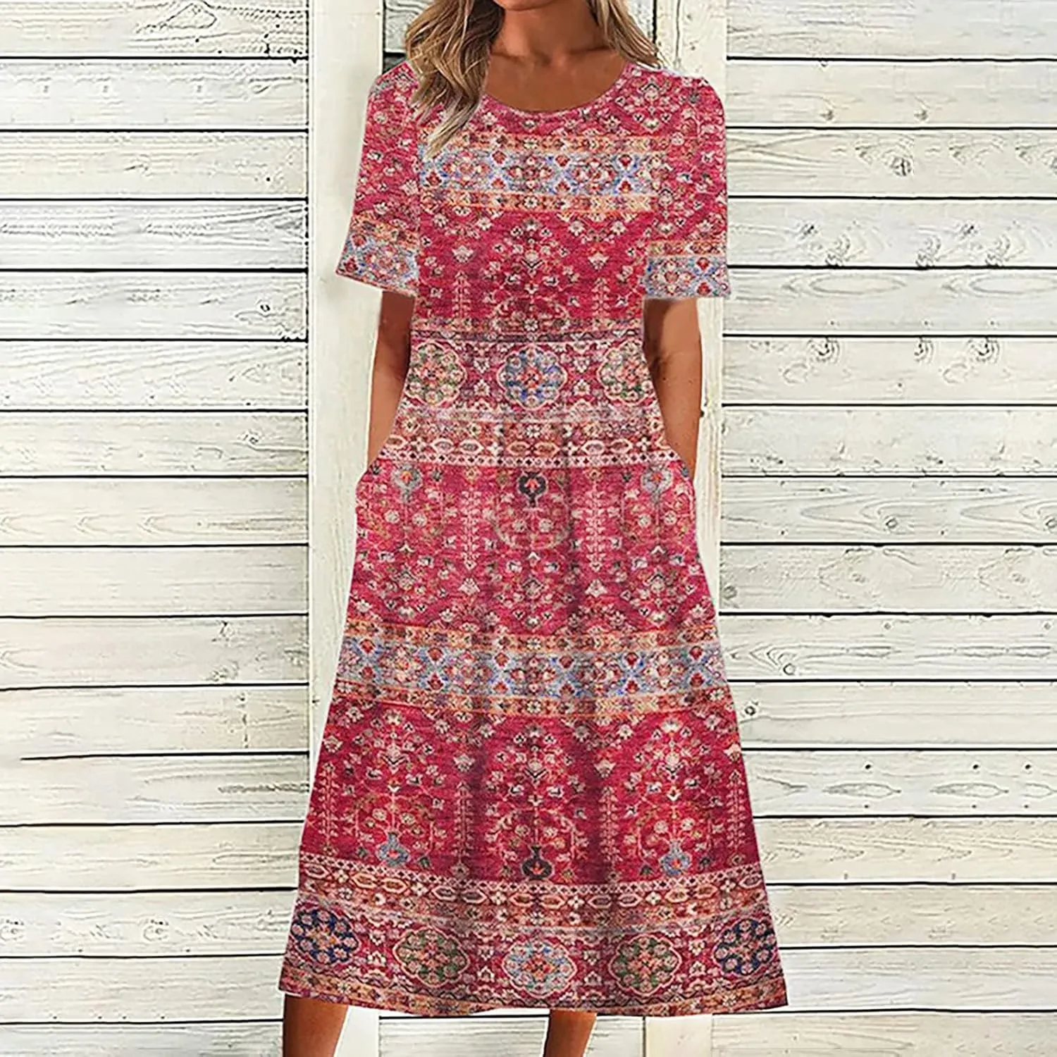 Summer Dresses for Women 2025 Floral Dress Short Sleeve Shirt Dresses Plus Size Maxi Dress Beach Vacation Sundresses