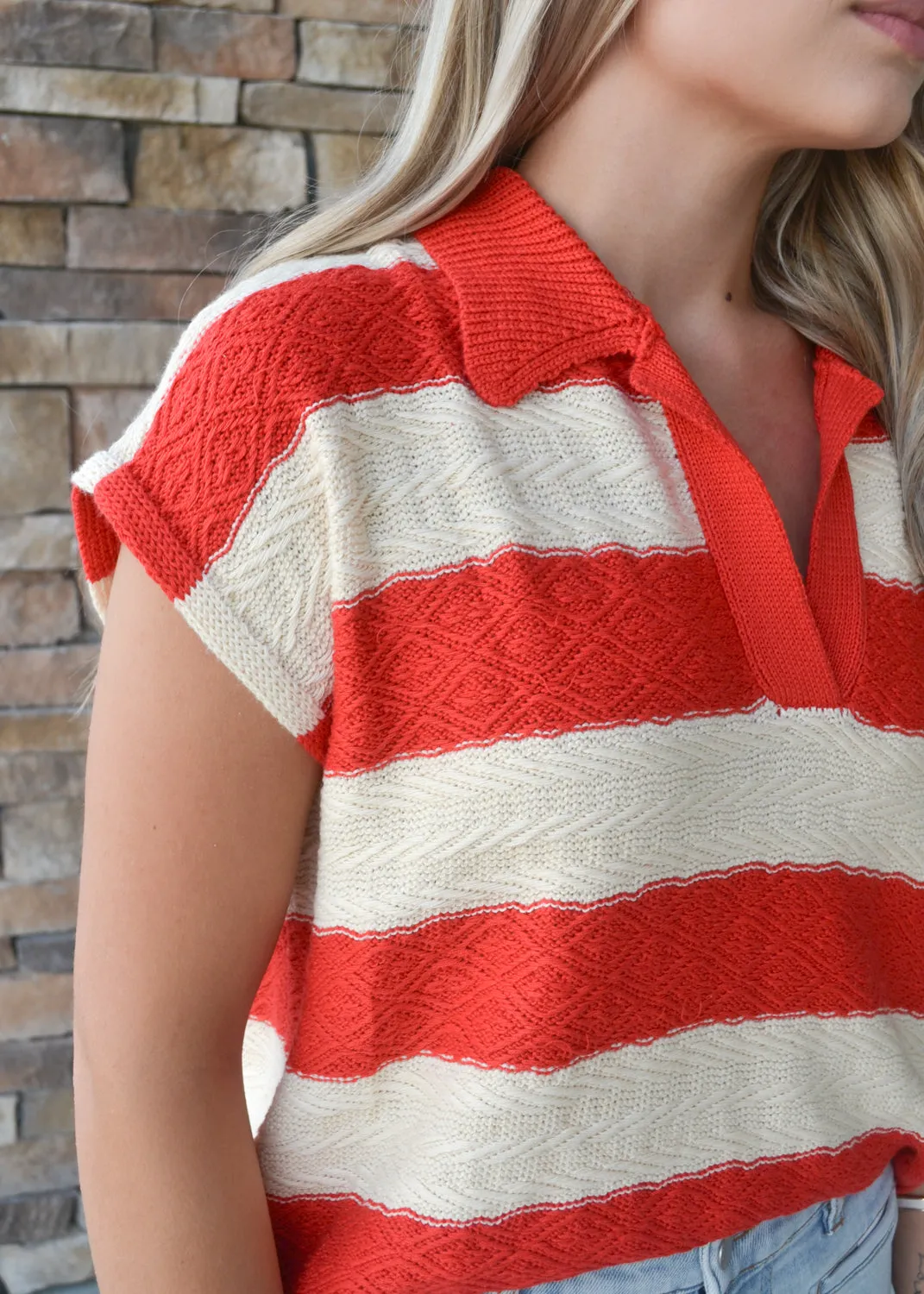Sunset Stripes Polo Top