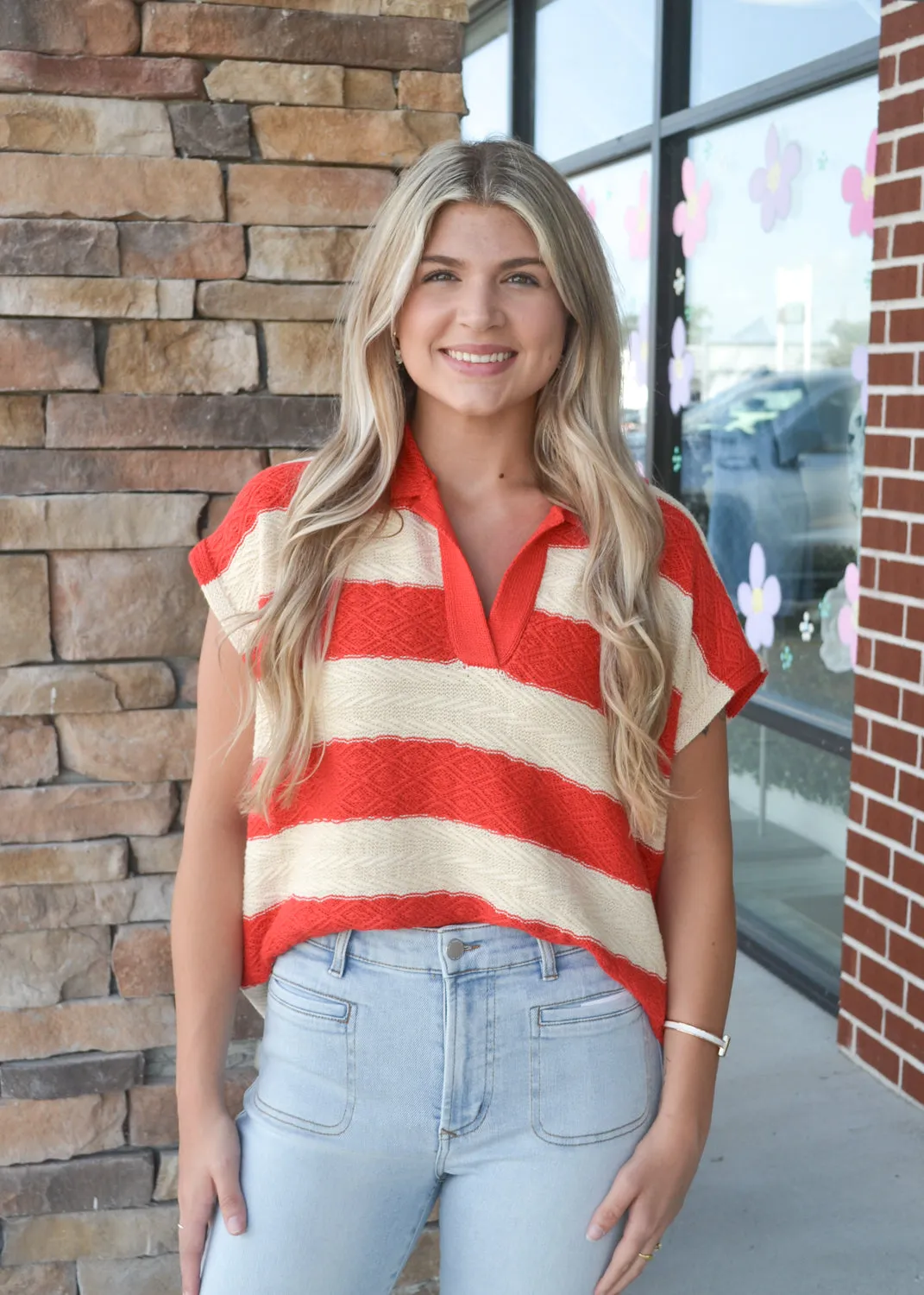 Sunset Stripes Polo Top