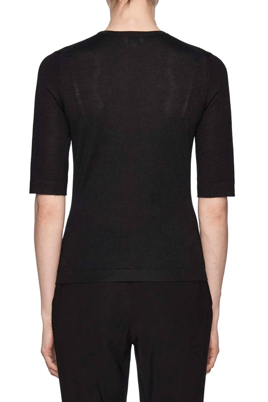 SUPERFINE CASHMERE ELBOW SLEEVE CREWNECK