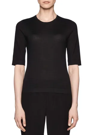 SUPERFINE CASHMERE ELBOW SLEEVE CREWNECK