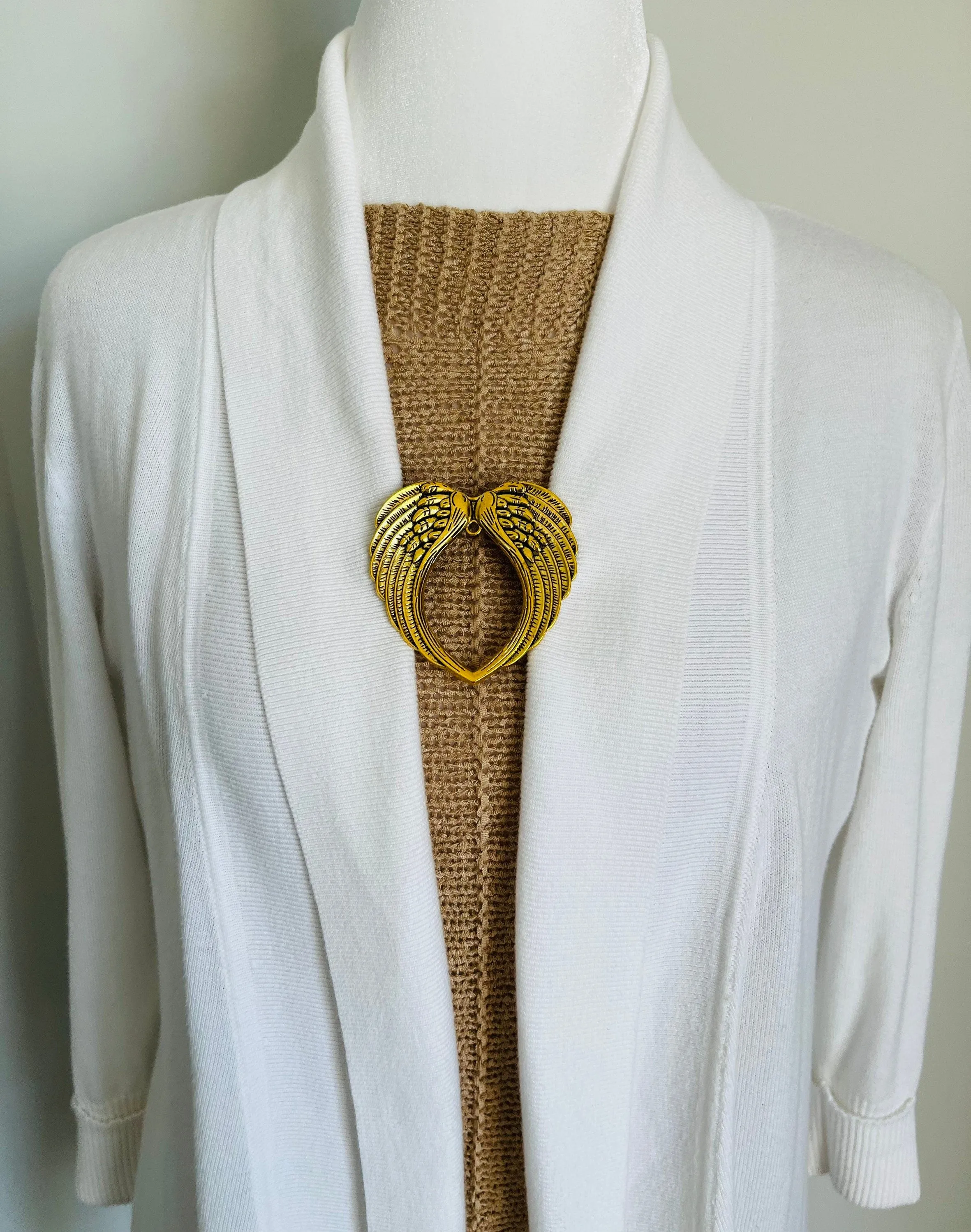 Sweater Clips Angel Wings Heart Sweater Clip Vintage Clips Christmas Cardigan Scarf Clips Shawl Clasps Gift Gifts for Her by Fabulici