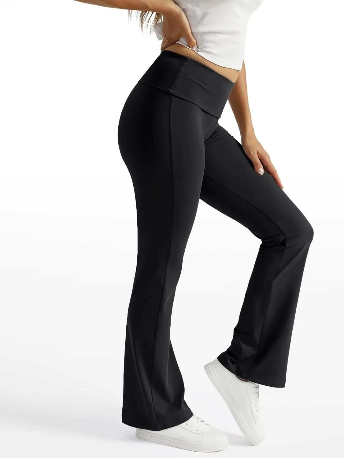 Trendy Queen Women's Wide Leg Yoga Pants Bootcut Workout Flare Leggings Trendy High Waisted Fold Over 2025 Fall Outfits