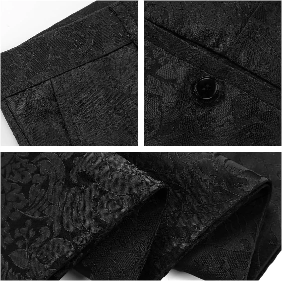 TRONSTORE Men's Velvet Suit Set Slim Fit 2 Piece Tuxedos Two Button Pattern Suit Jacket Pants Party Prom